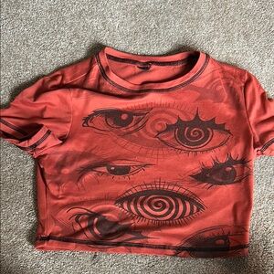 SHEIN Red Eye Pattern Crop Top
